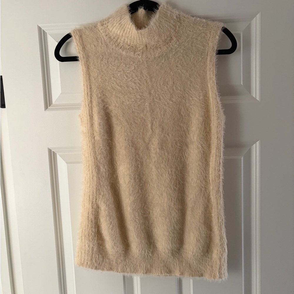 Cream Fuzzy Sleeveless Sweater